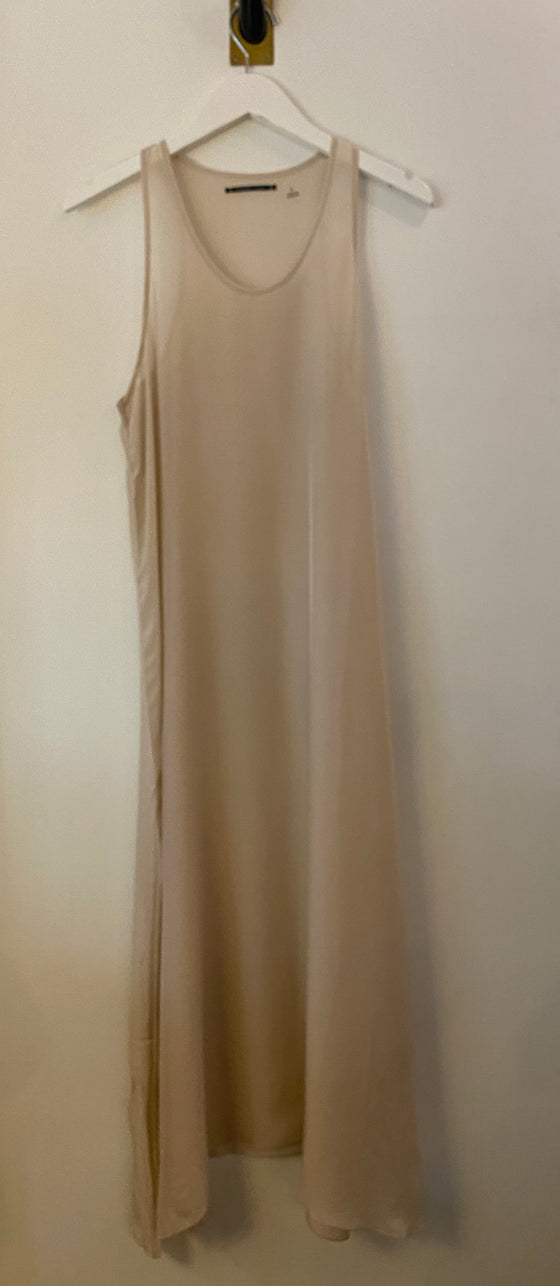 Brazeau Tricot Chiffon Single Sheath Dress Linen