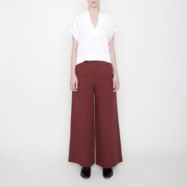 Wide Legged Linen Trouser in Rust found at PATRICIA in Southern Pines, NC