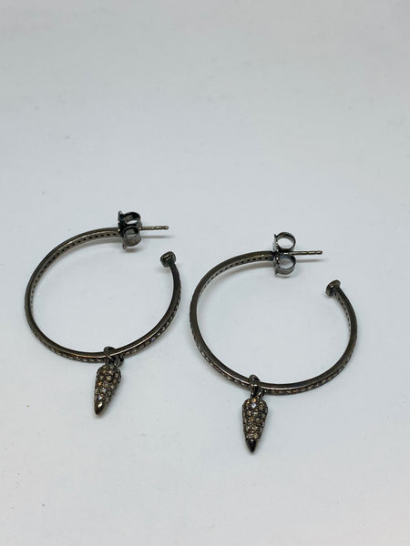 Nathan & Moe Diamond Pave Hoops with Removable Spike Earrings