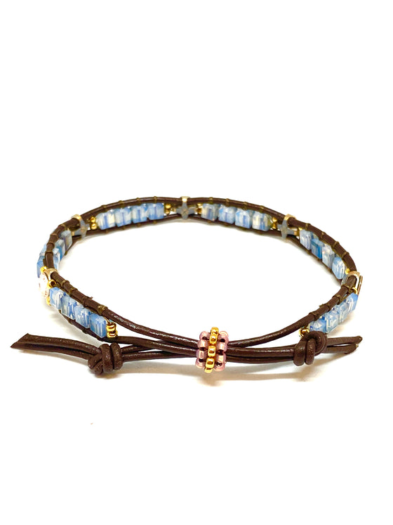 Miguel Ases Leather Bracelet with Swarovski Crystals and Miyuki Beads, found at PATRICIA in Southern Pines, NC