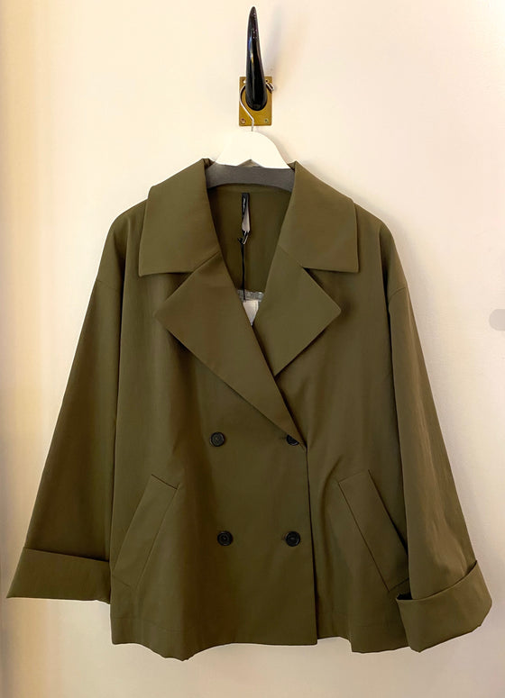 Peter O Mahler Technocotton Double Breasted Jacket in khaki, found at PATRICIA in Southern Pines, NC