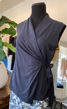  Peter O Mahler Sleeveless Wrap Blouse in navy/black found at PATRICIA in Southern Pines, NC