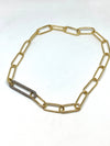 Nathan & Mo Oval Link Necklace with Pave Section