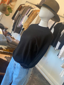  Brazeau Tricot Slouchy Black Cashmere Crew Sweater