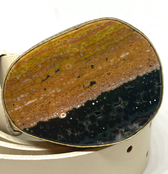 Heather Benjamin Two-tone Ocean Jasper Belt Buckle w/ Strap