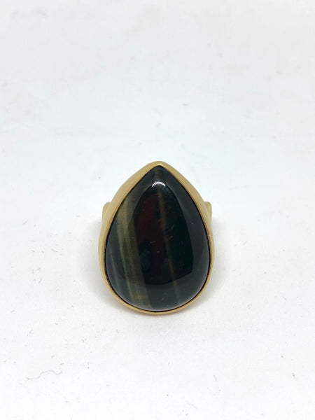 Heather Benjamin Dark Charcoal Tigers Eye Ring