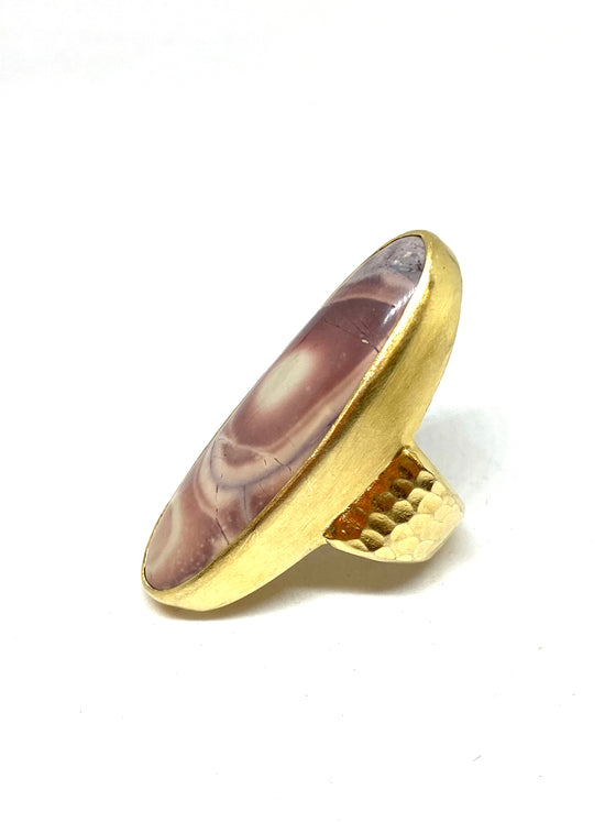Heather Benjamin Long Oval Dusty Pink Jasper Ring