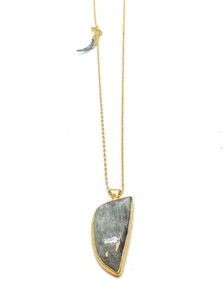 Heather Benjamin Grey Tigers Eye Necklace