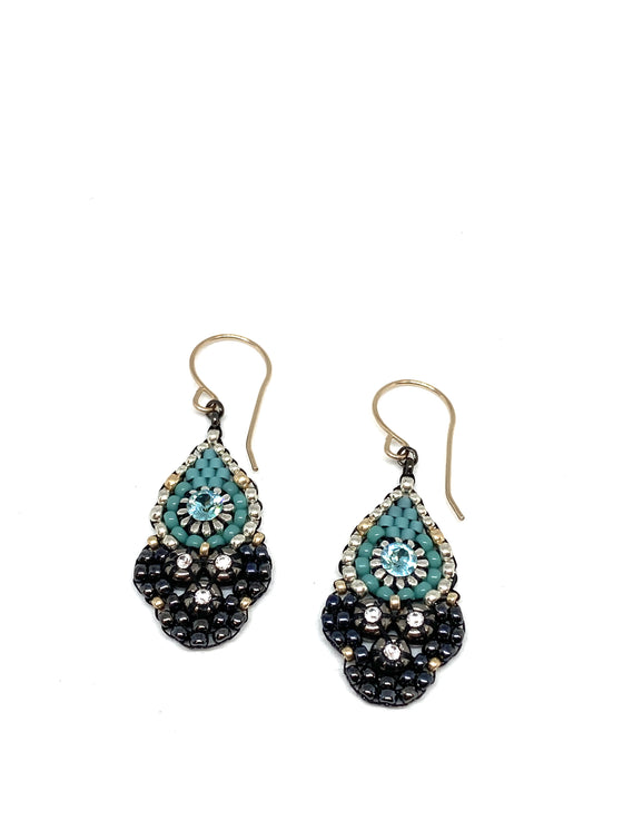 Miguel Ases Swarovski Crystal and Miyuki Bead Earrings