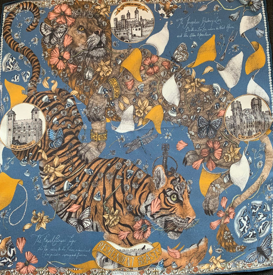 Sabina Savage "The Lion and Tiger's Tea" Loose Silk Shirt Sapphire