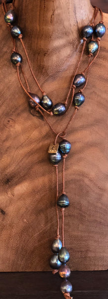 Peacock Freshwater Pearl Wrap Necklace