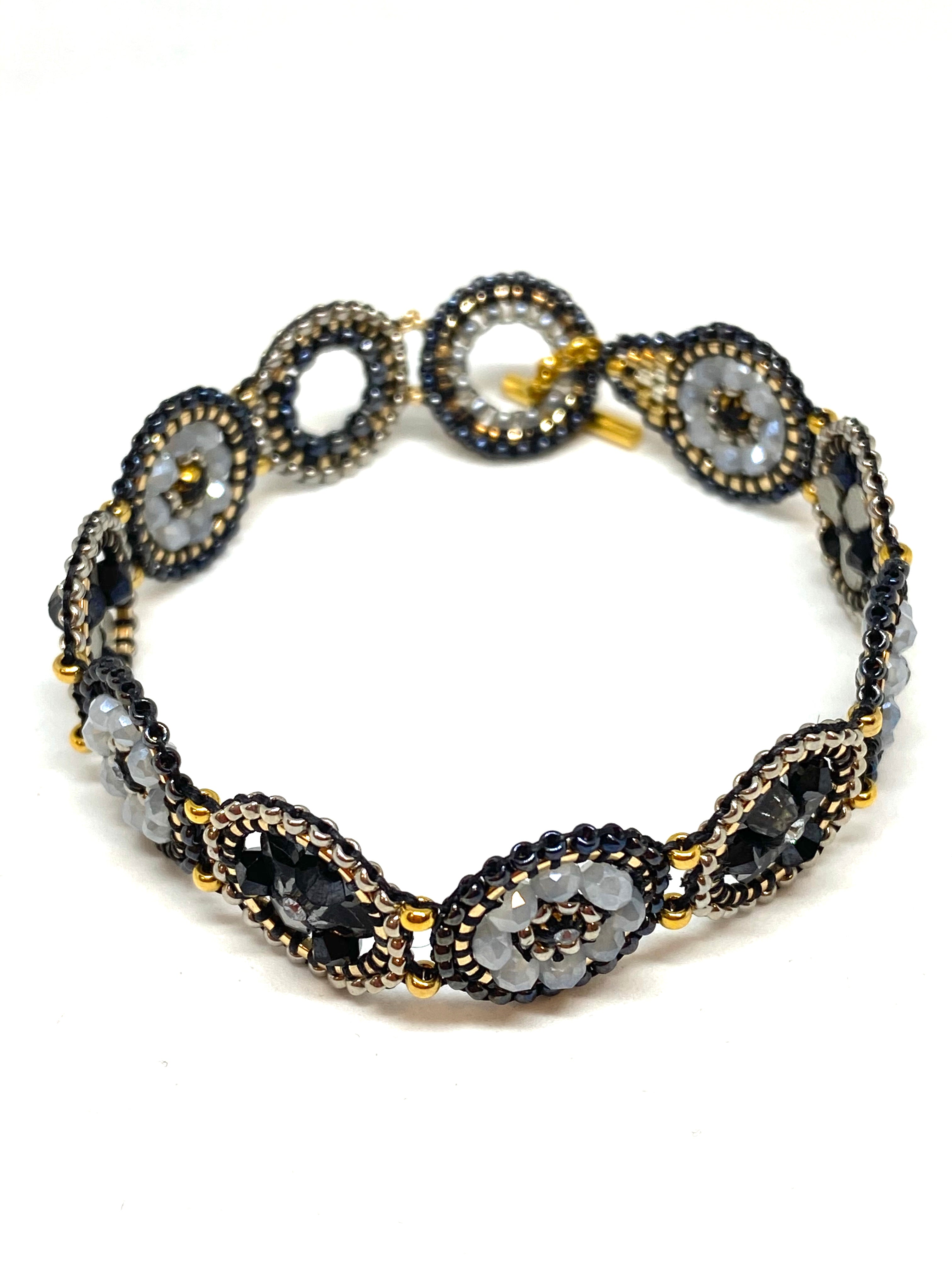 Miguel Ases Swarovski and Hematite and Miyuki Seed Bead Bracelet found at Patricia in Southern Pines, NC 