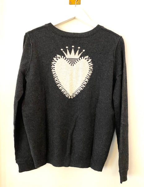 Brazeau Tricot Milagro Coal Cashmere V-Neck Sweater