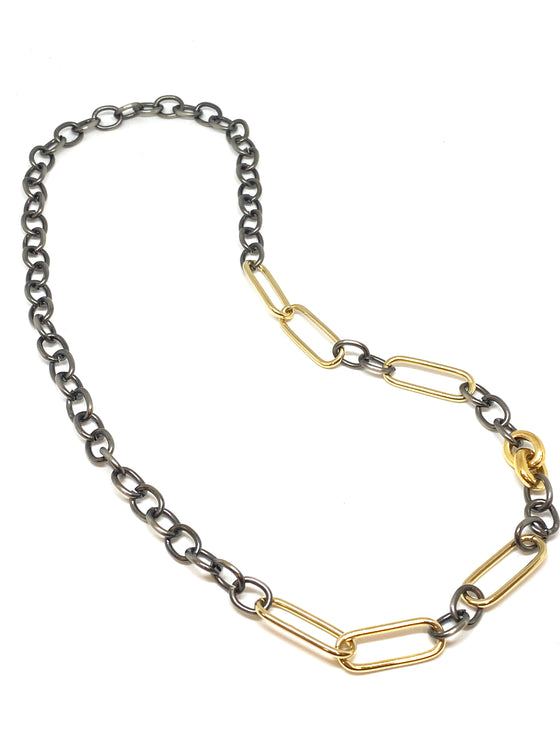 Nathan & Moe two tone chain with double clasps, found at Patricia in Southern Pines, NC 