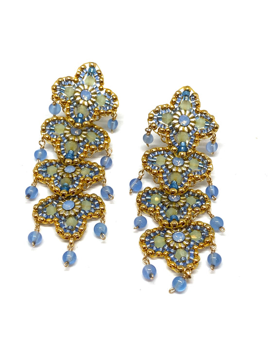 Miguel Ases Blue Jade, Swarovski Crystal and Miyuki Bead Earrings, 14KGF, found at Patricia in Southern Pines, NC