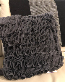  Burel Frills Pillow in Dark Grey
