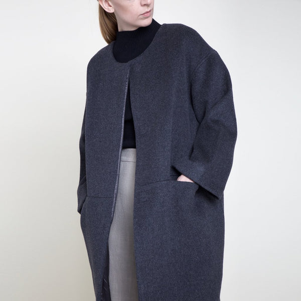 Szeki wool charcoal cocoon coat found at Patricia in Southern Pines, NC
