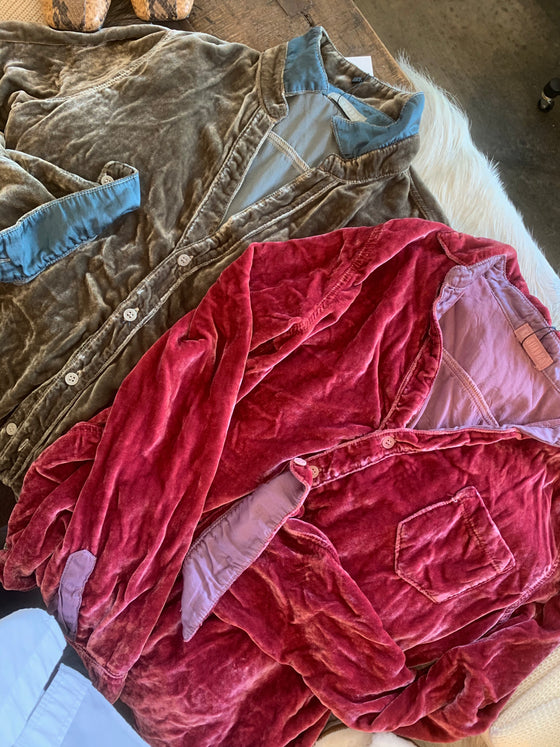 CP Shades Velvet Sloane Shirt in Rosewood