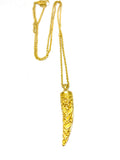 Heather Benjamin Large Gold Carved Horn Pendant Necklace