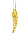Heather Benjamin Large Gold Carved Horn Pendant Necklace