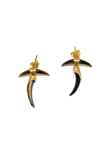  Heather Benjamin Black Lip Double Love Shard Stud Earrings