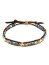 Miguel Ases Leather Bracelet with Swarovski and Miyuki Beads
