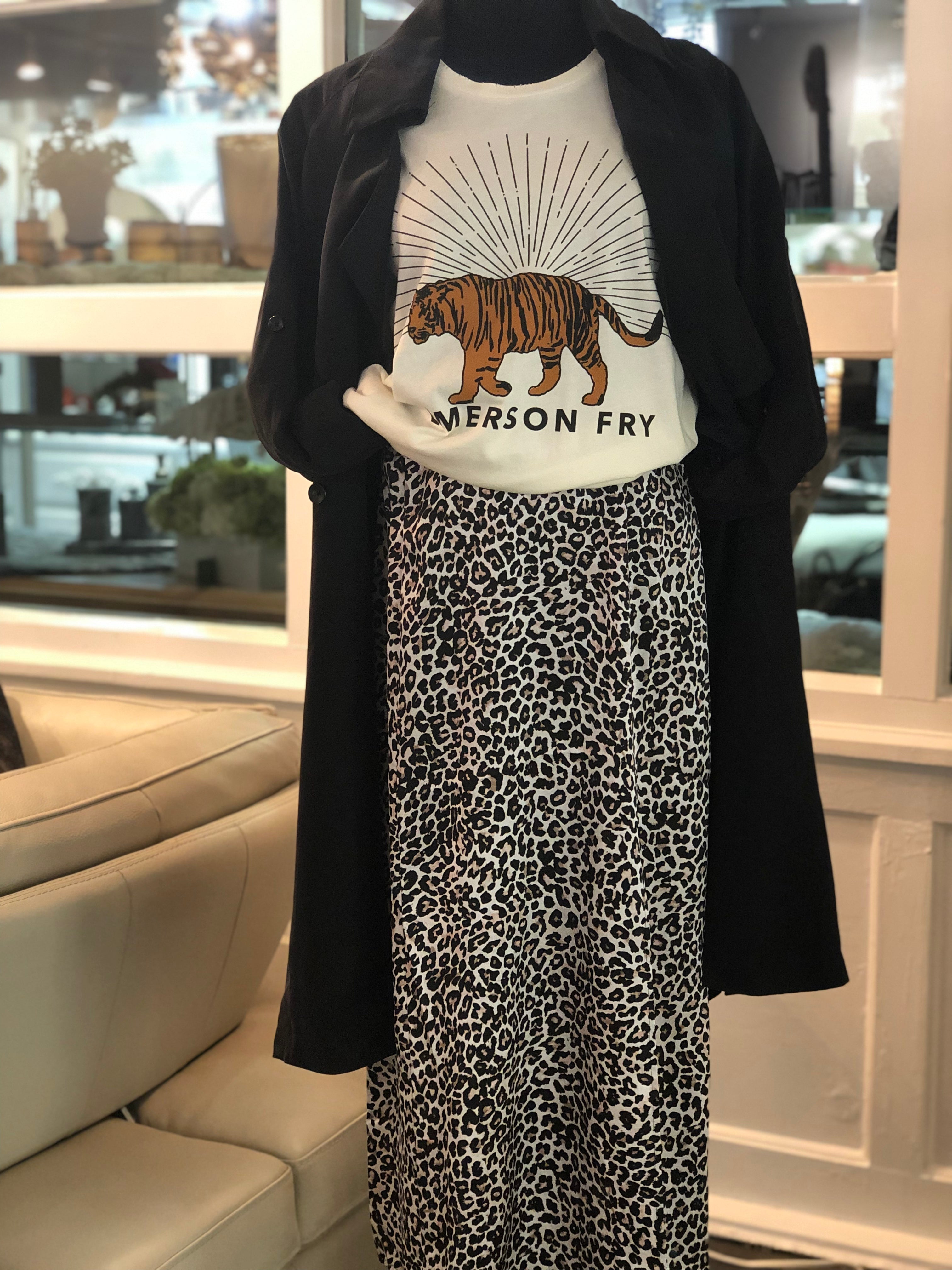 Acrobat Leopard Print Slit Skirt