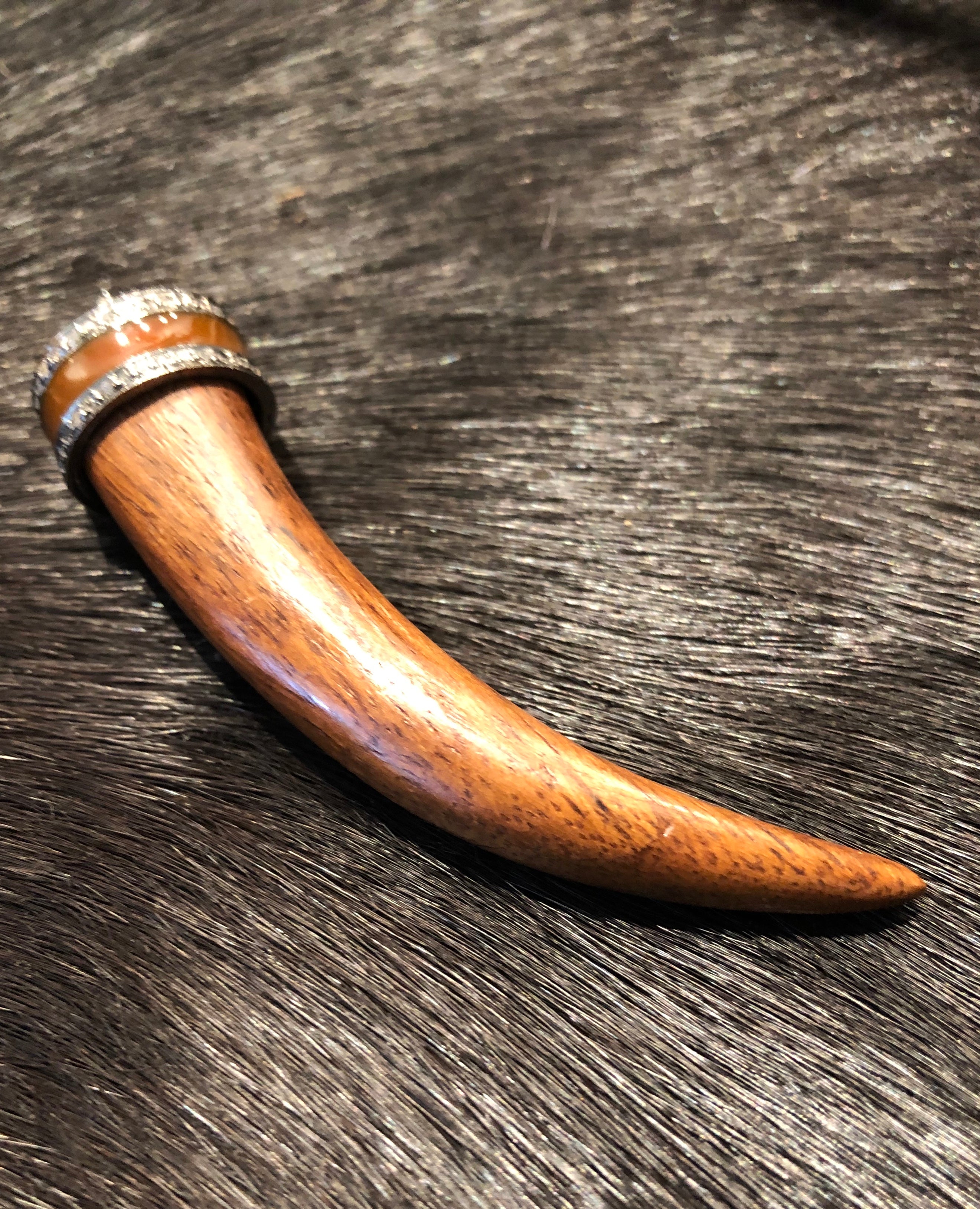Wood horn pendant with Diamond Pavé Cap