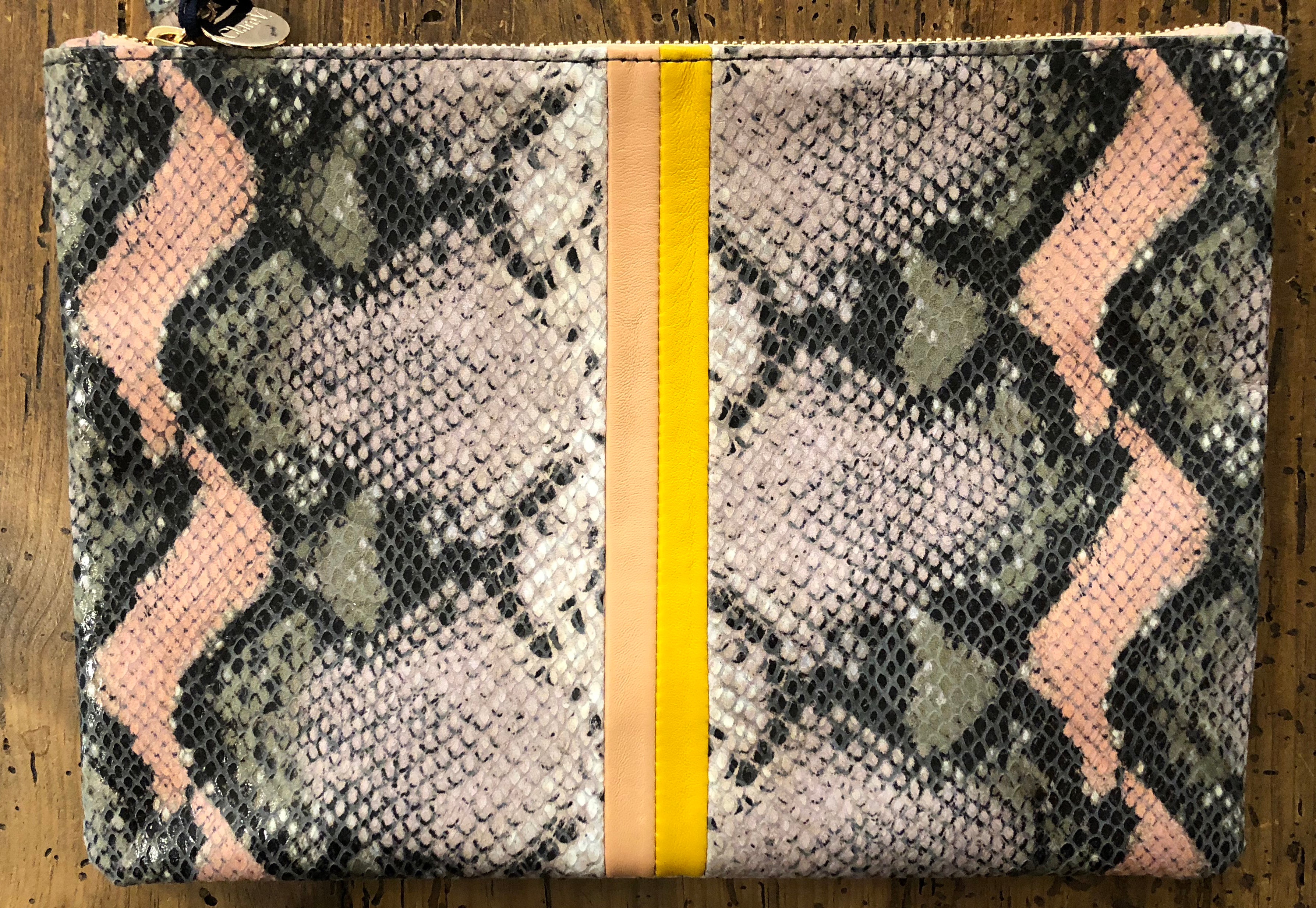 Clare V Blush Snakeskin Flat Clutch at PATRICIA in Southern Pines