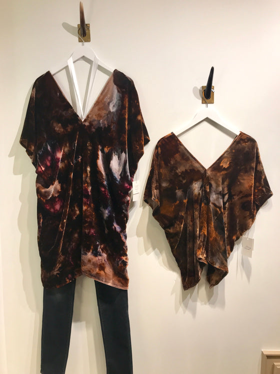 Women's multicolor tunic top in velvet