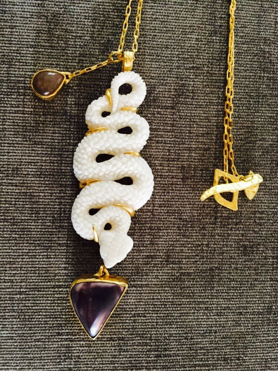 Heather Benjamin | Handmade Large Carved Snake Necklace
