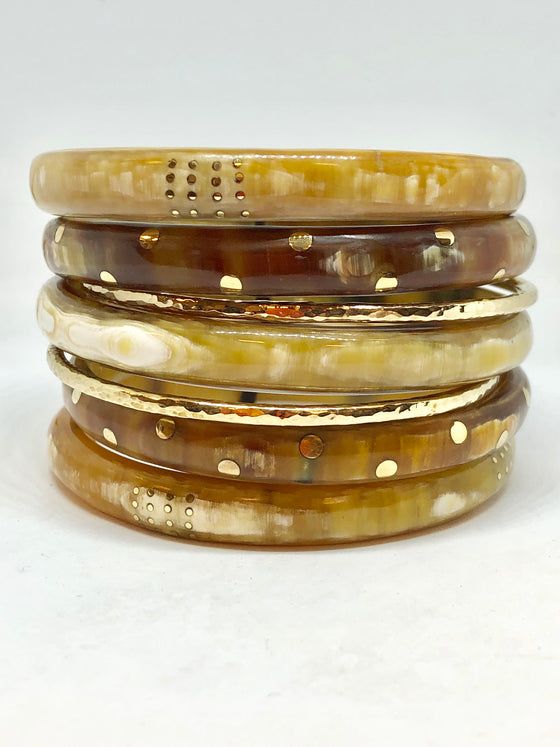 Ashley Pittman Shahada Bangle Set Light Horn