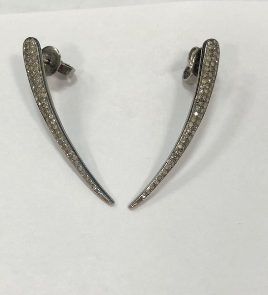 Curved dagger pave earrings
