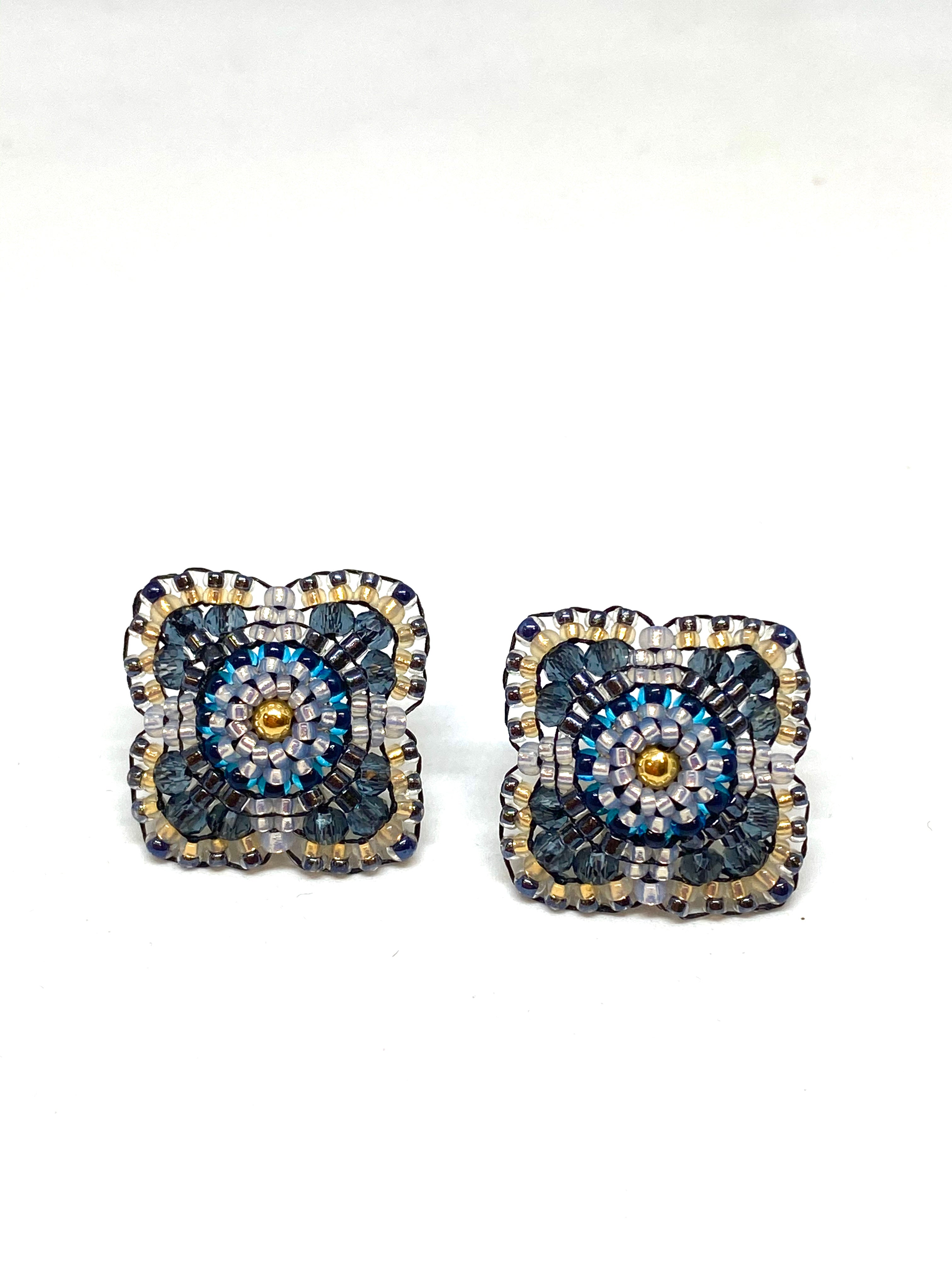 Miguel Ases Montana Hydro Quartz and Miyuki Bead Earrings with 18 KGP Rondelle