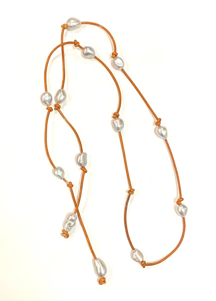 Pearl Lariat with Grey Freshwater Pearls