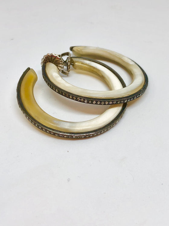 Geraldina Horn Hoop with Diamond Pave