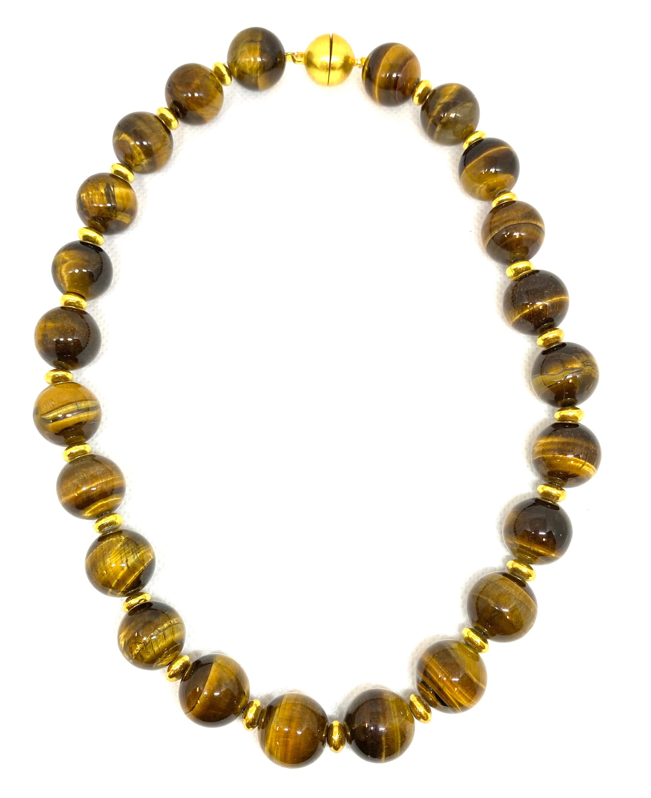 Love And Flowers Tiger's Eye Bead Necklace
