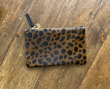 Clare V Wallet Leopard Hair-On Wallet Clutch