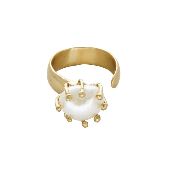 Bronze Pearl Solitaire Adjustable Ring by Julie Cohn