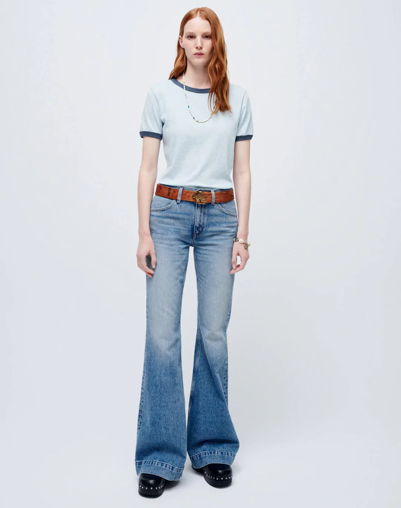 RE/DONE 70s Low Rise Bell Bottom in Lake Blue | PATRICIA