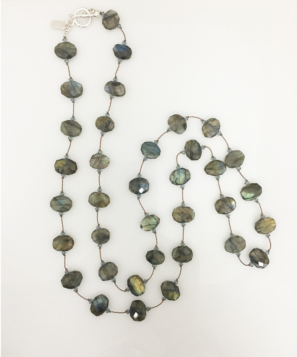 Margo Morrison Faceted Labradorite Necklace with Swarovski Crystals