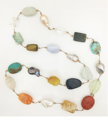  Margo Morrison Large Multi-Stone and Baroque Pearl Necklace