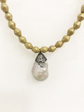 Brass Bead and Pearl necklace