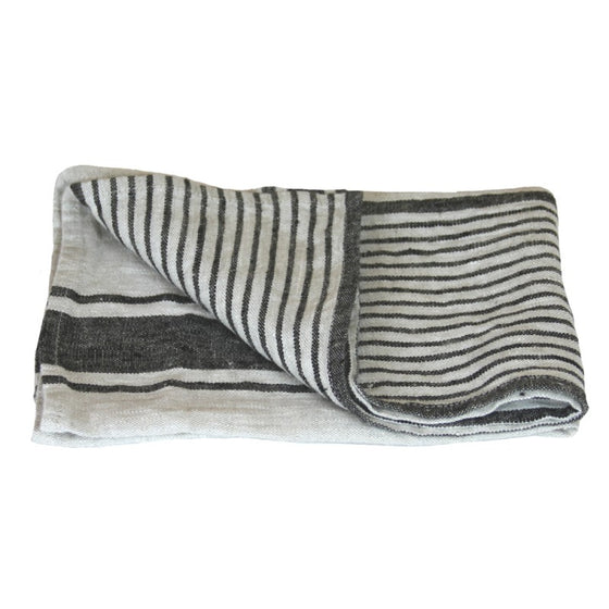 LinenCasa Stonewashed Napkin Grey with Black Stripes II