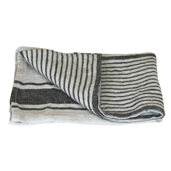 LinenCasa Stonewashed Napkin Grey with Black Stripes II