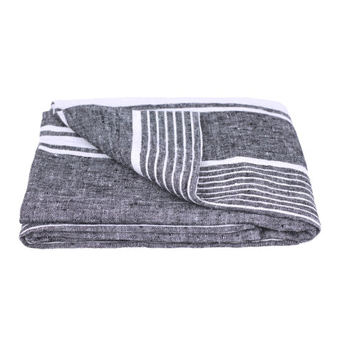 LinenCasa Stonewashed Linen BeachTowel Black
