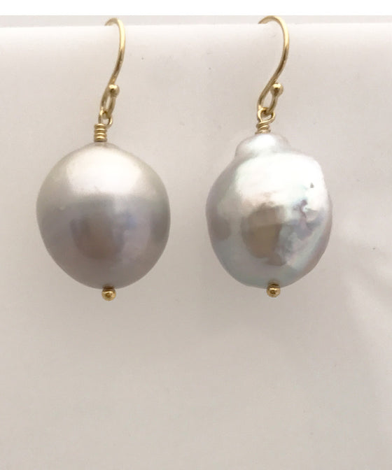 Grey Baroque Pearl Earrings