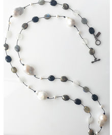  Margo Morrison Baroque Pearl Necklace with Labradorite and Multi-Color Stones