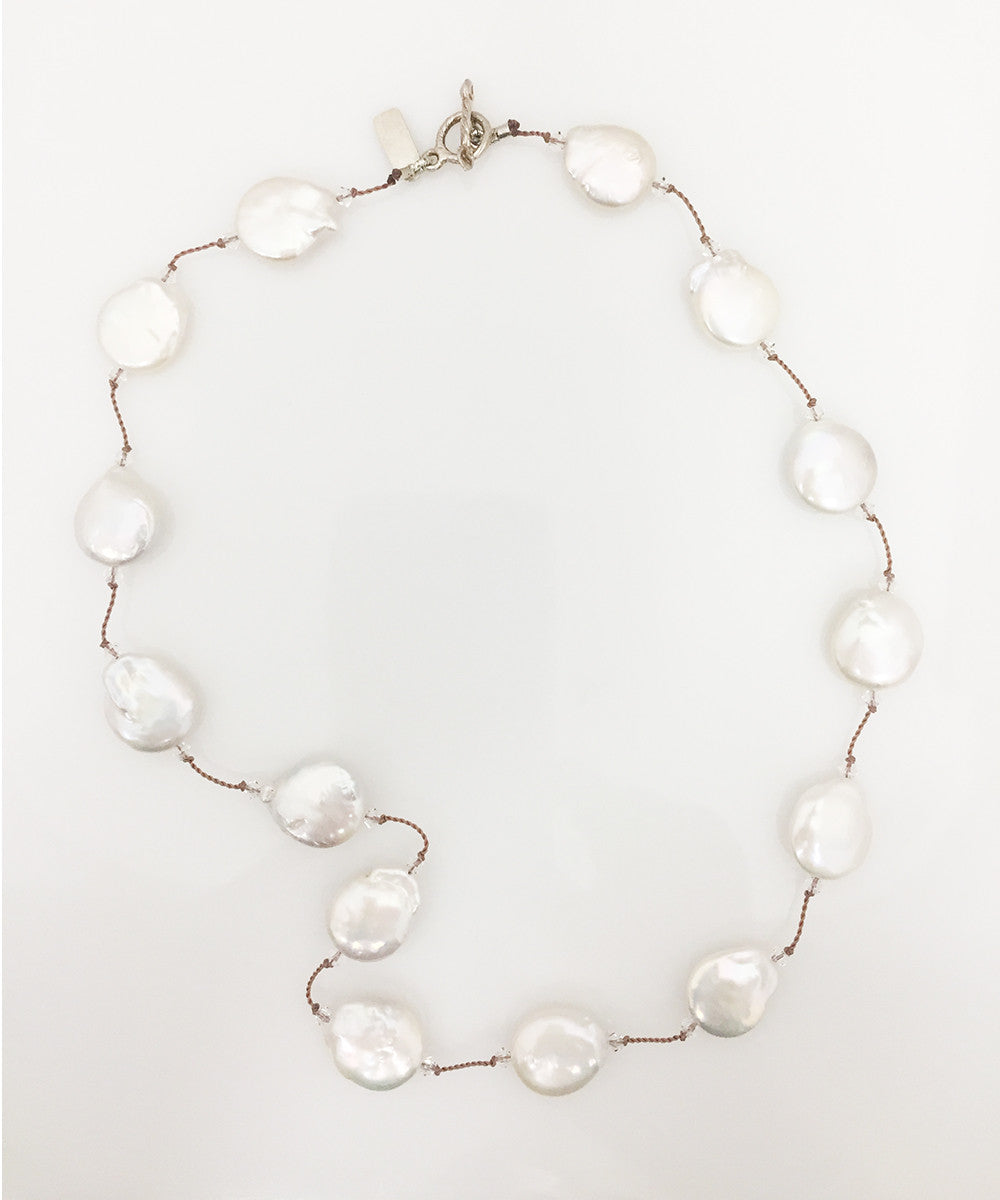 Margo Morrison White Freshwater Coin Pearl Necklace