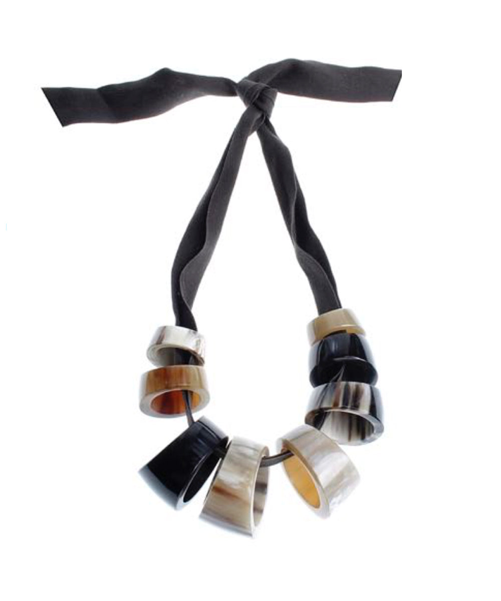 CATHs Ribbon Necklace with Horn Beads